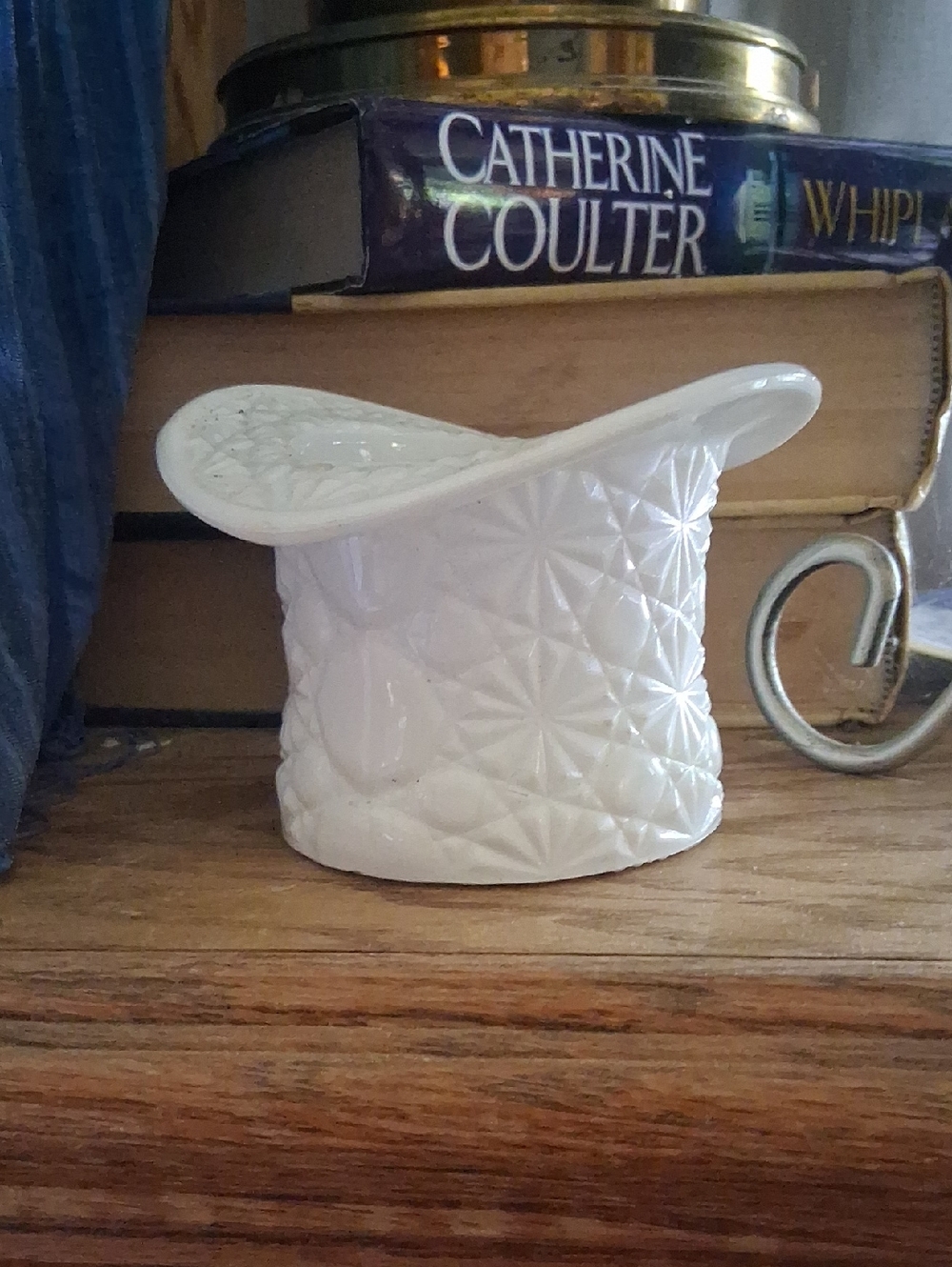 White Glass Hat-Shaped Candy Dish